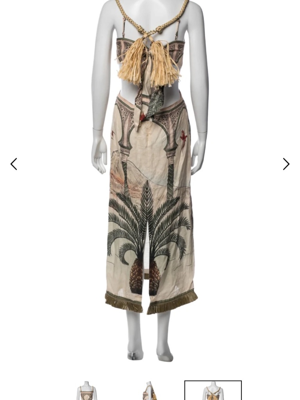 Johanna Ortiz Cartagening Linen Midi Dress Scenic Print Size 6 NWT Resort - Picture 5 of 10